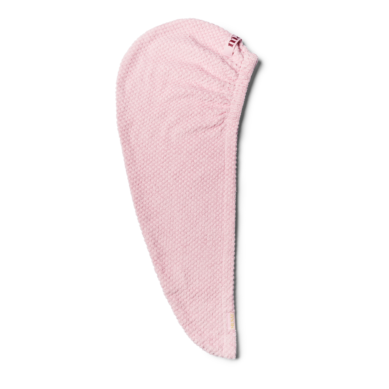 musae mane hair towel in pink parfait laying flat lay on a white background