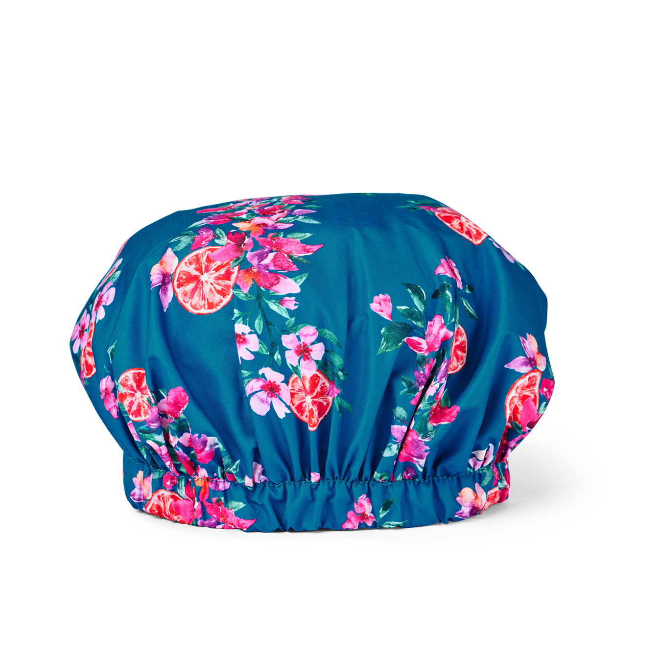 Musae Mane floral-patterned Amalfi shower cap on a white background