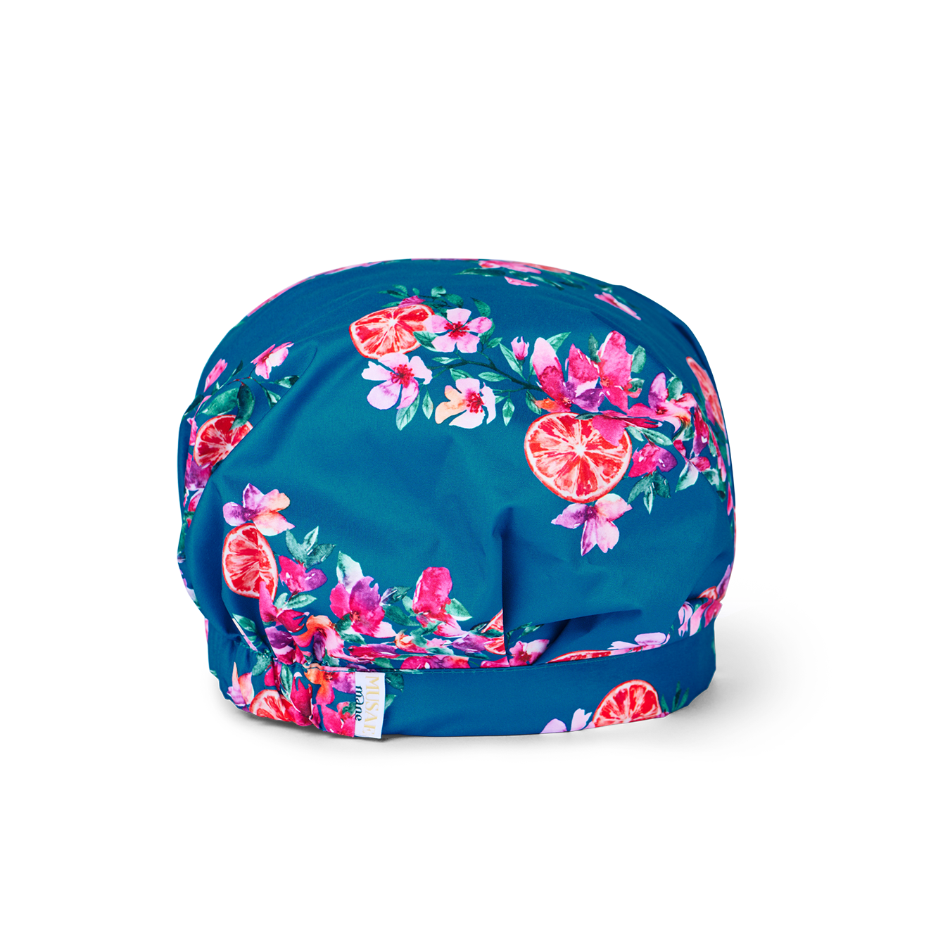 musae mane amalfii floral-patterned shower cap on a white background