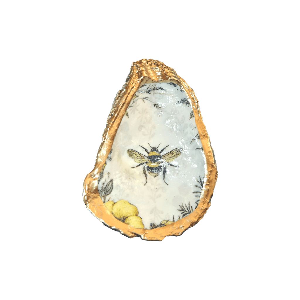 ALISON BROOKE DESIGNS Bee and Wildflowers Oyster Trinket Tray
