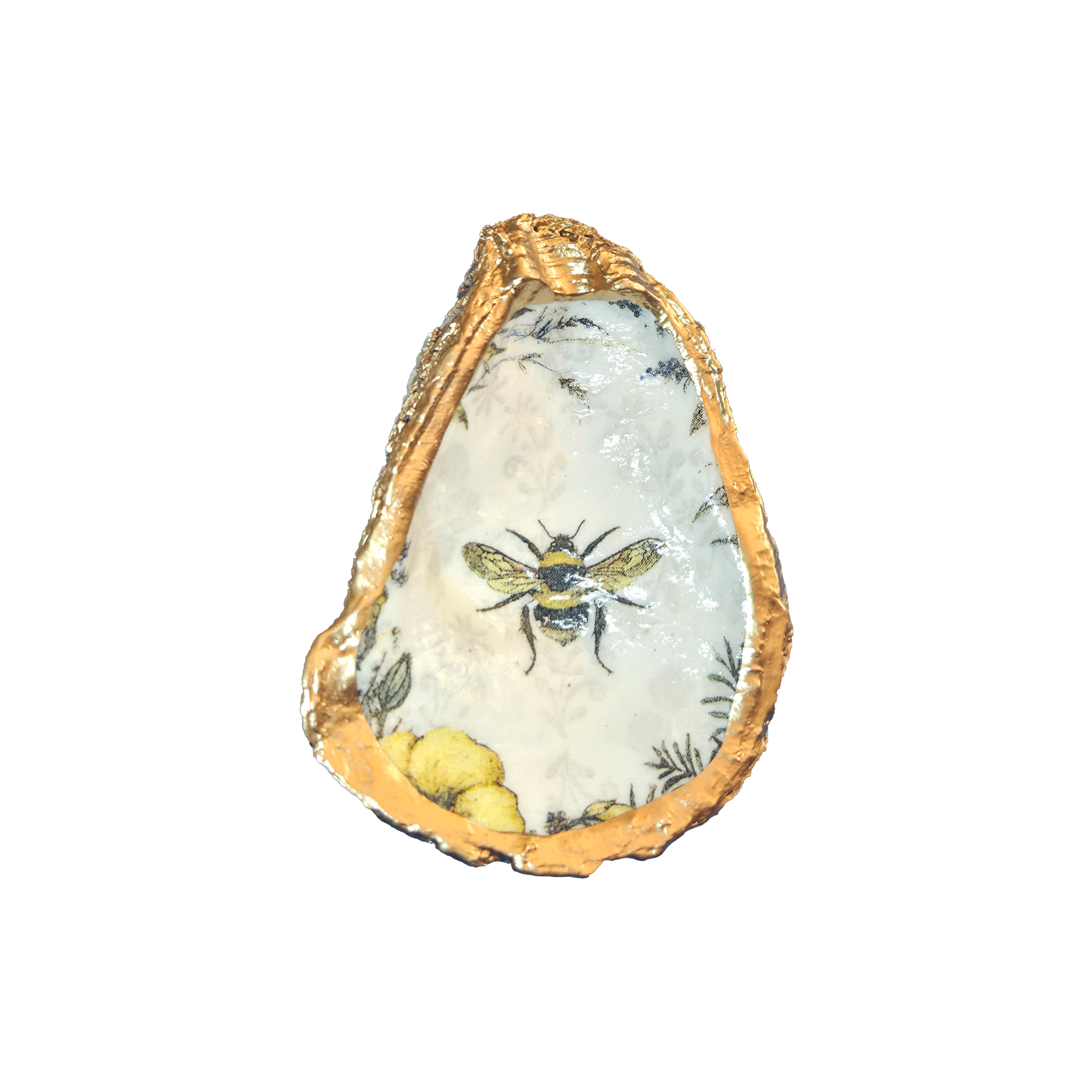 ALISON BROOKE DESIGNS Bee and Wildflowers Oyster Trinket Tray