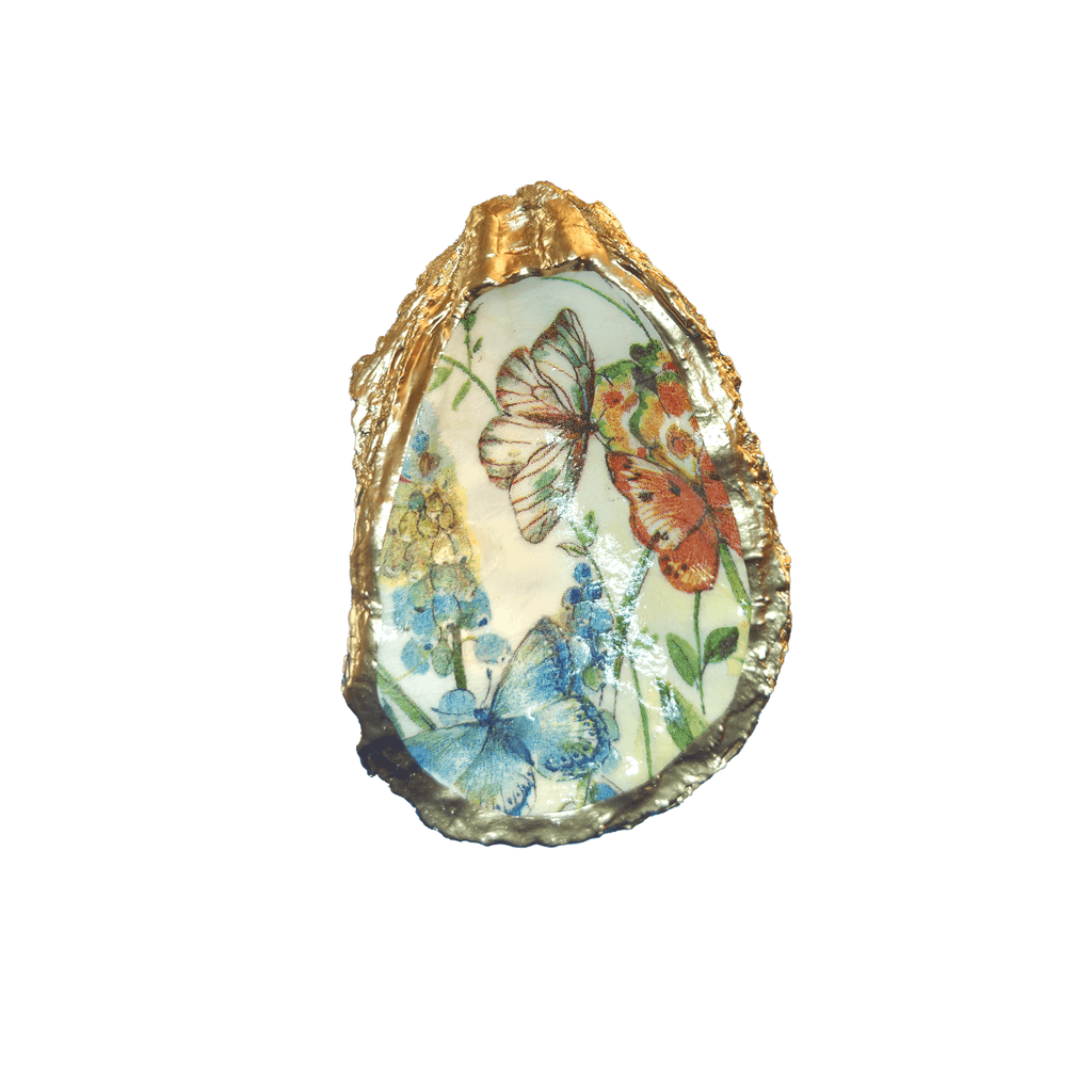 ALISON BROOKE DESIGNS Butterfly Garden Oyster Trinket Tray