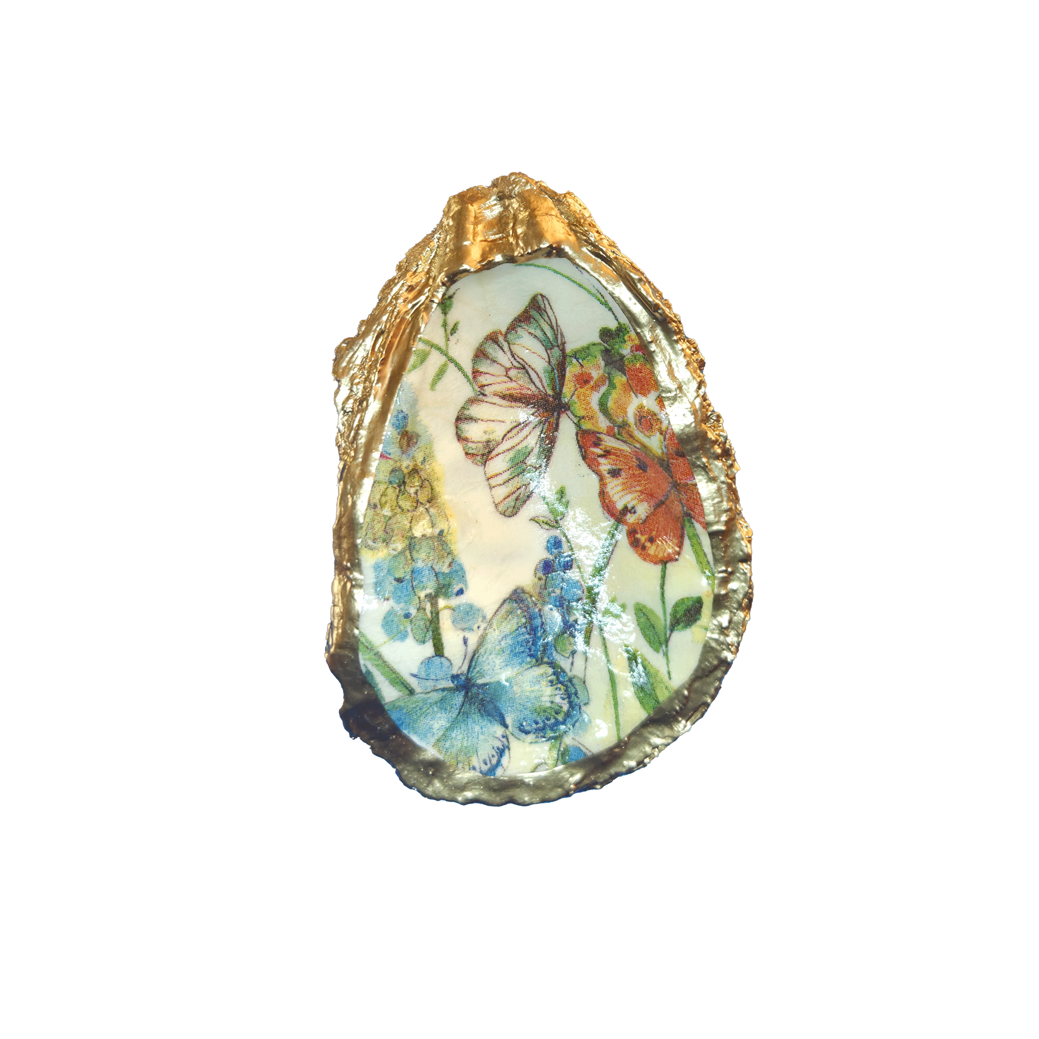 ALISON BROOKE DESIGNS Butterfly Garden Oyster Trinket Tray