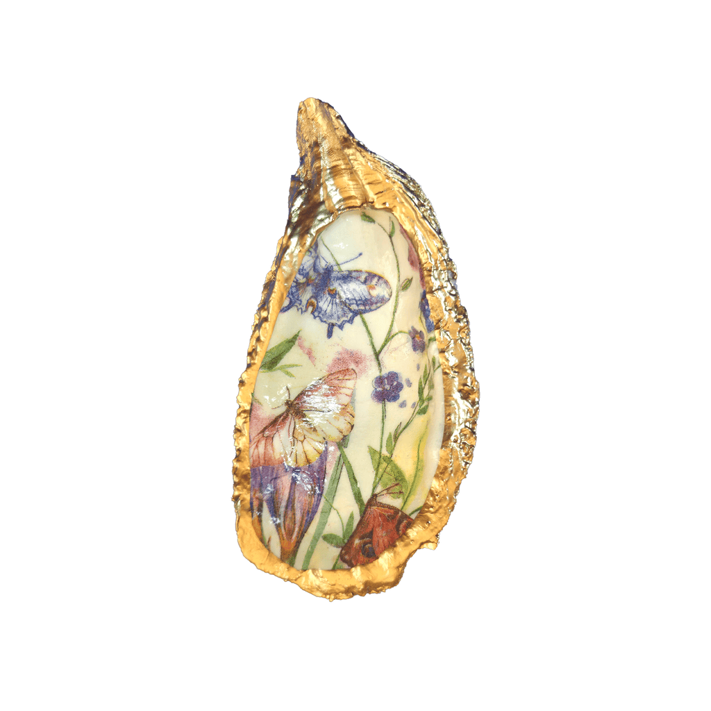 ALISON BROOKE DESIGNS Butterfly Garden Oyster Trinket Tray