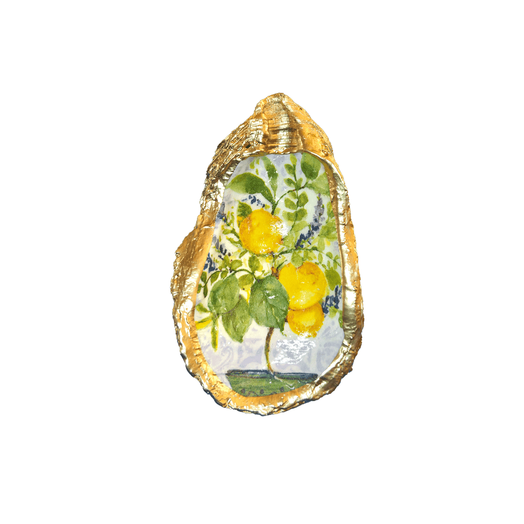 ALISON BROOKE DESIGNS Lemon and Lavender Oyster Trinket Dish