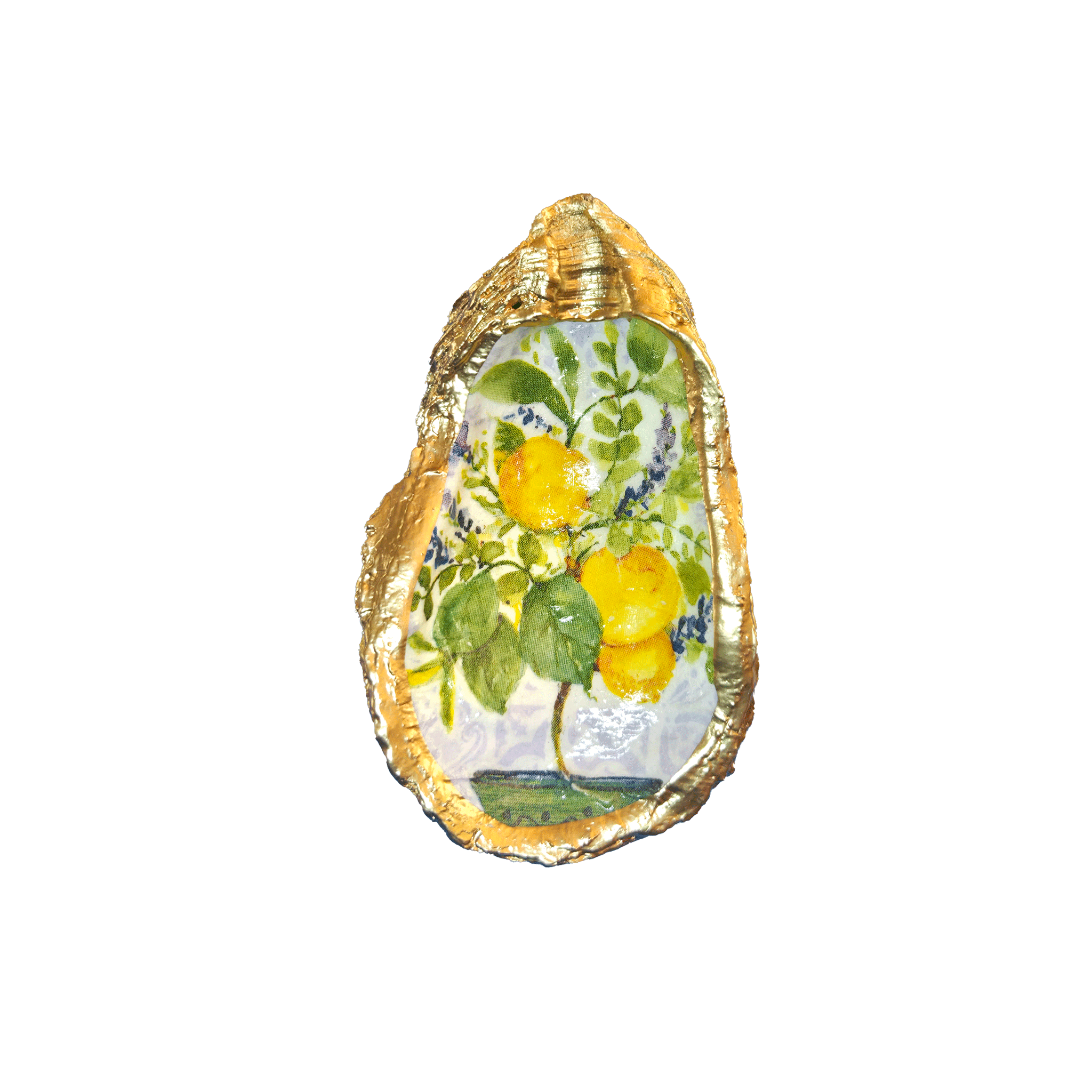 ALISON BROOKE DESIGNS Lemon and Lavender Oyster Trinket Dish