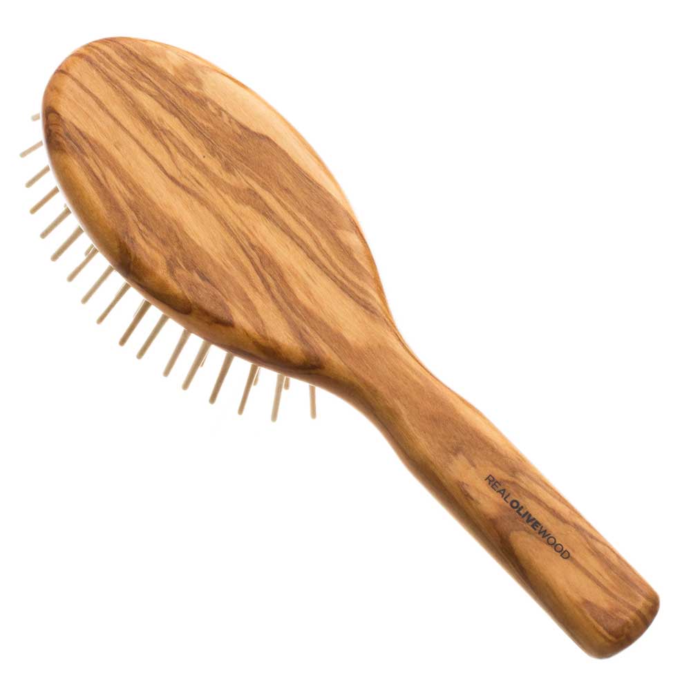 HYDREA LONDON Olive Wood Hair Brush Extra Long Pins