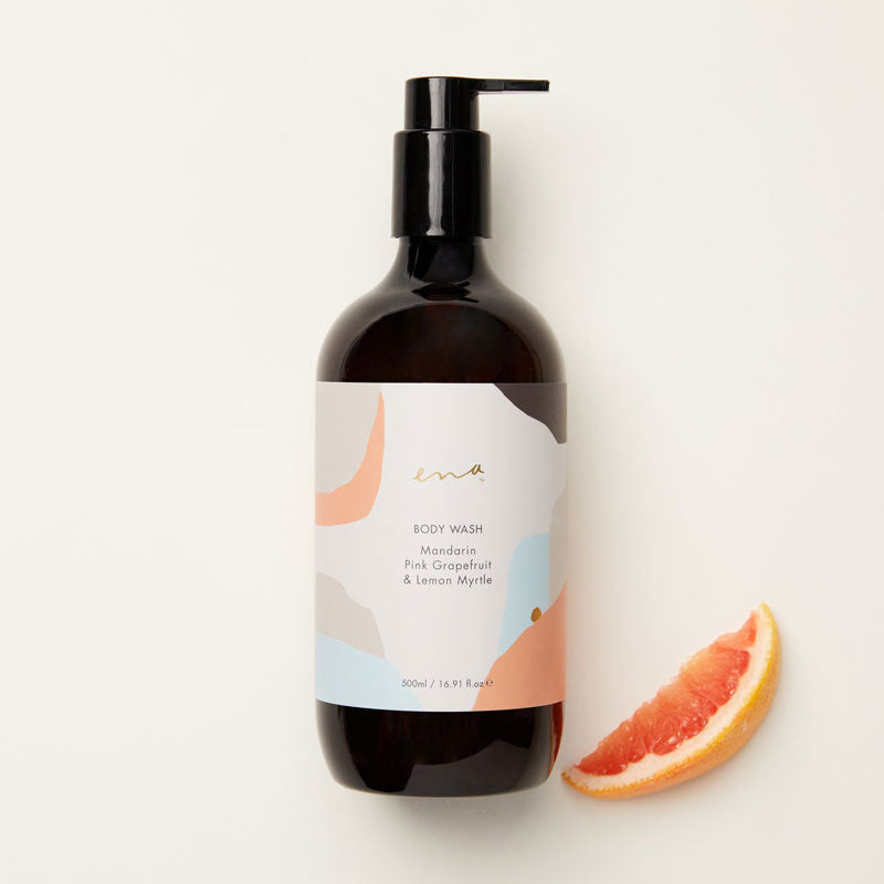 ena body wash manadarin pink grapefruit lemon myrtle styled