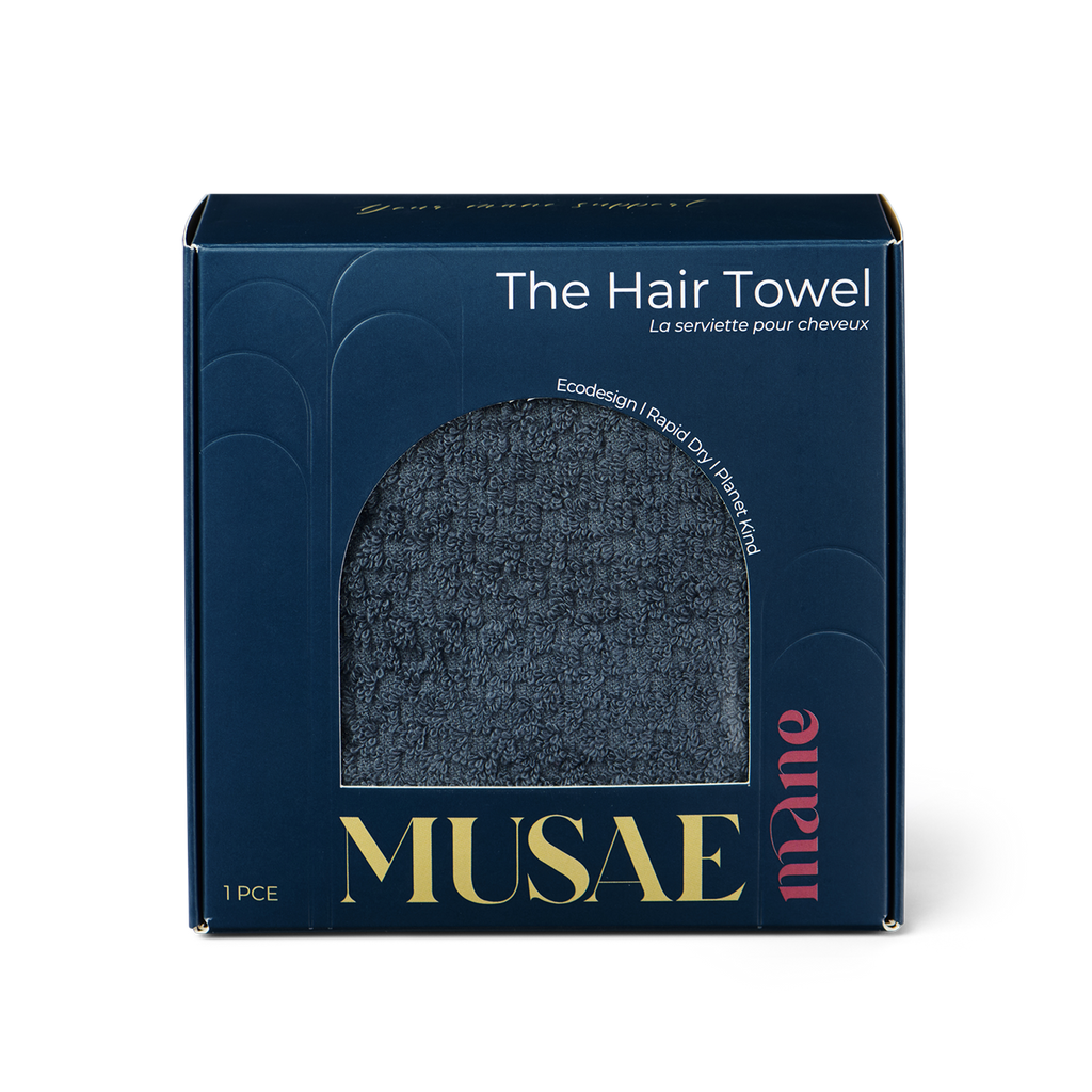MUSAE Mane hair towel packaging on a white background