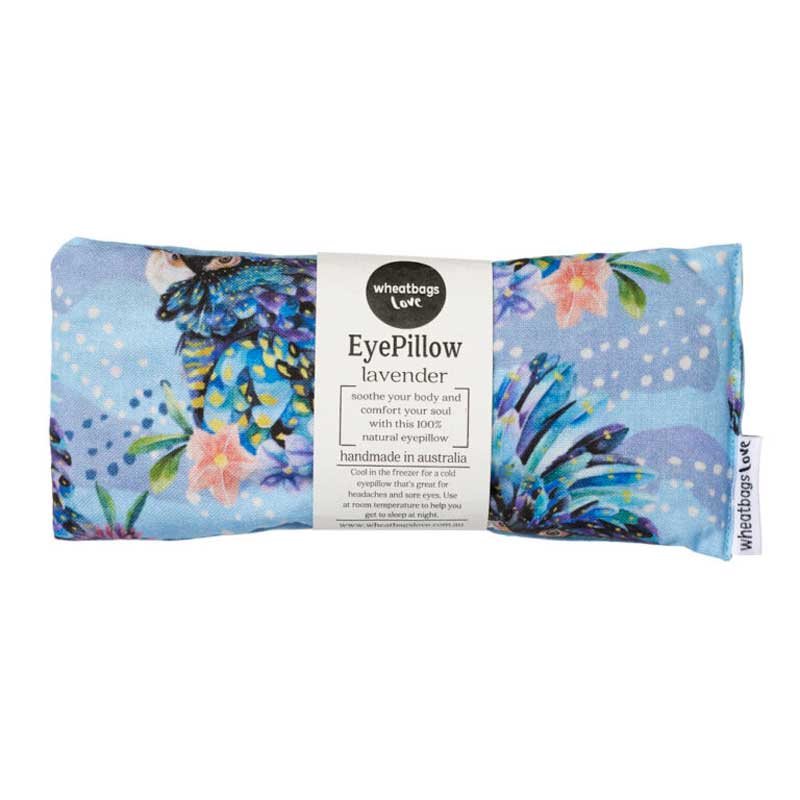 wheatbags love eyepillow blue cockatoo
