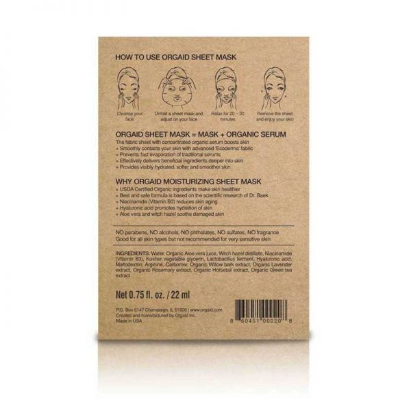 ORGAID Anti-Aging and Moisturising Organic Sheet Mask directions